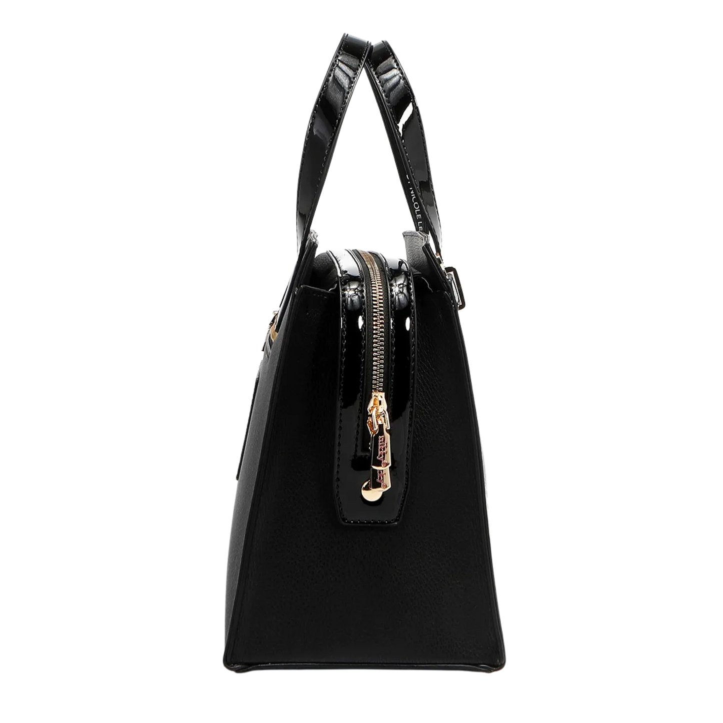 Bolsa Cuadrada Trio Nikky By Nicole Lee Estampado Oro Negro Cuero Vegano Modelo NK12905-TRIO