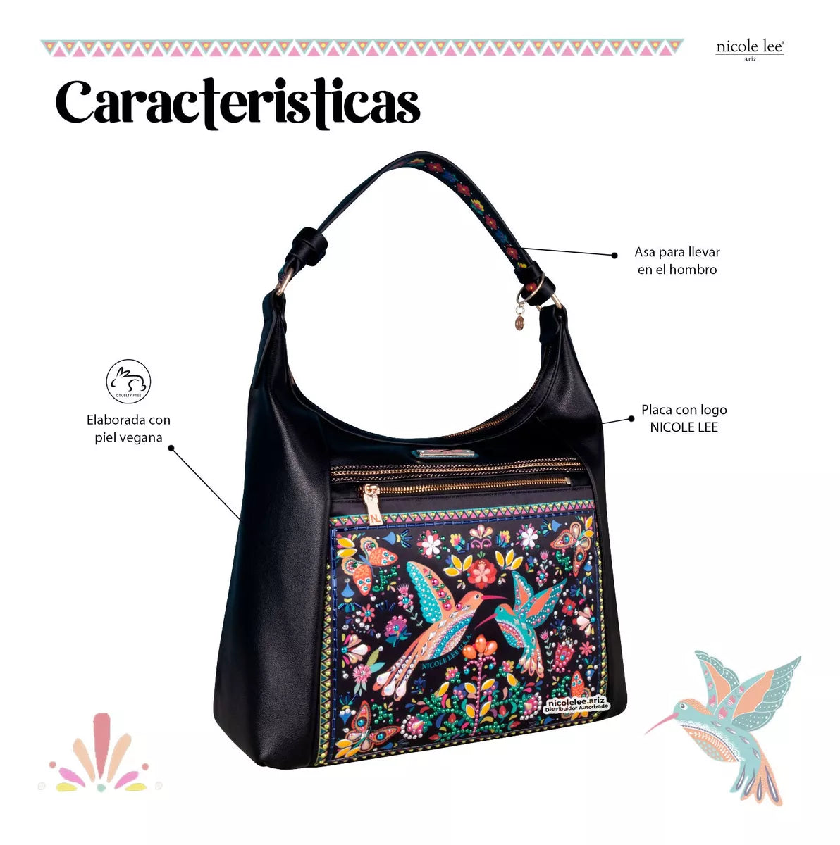 Bolsa Hobo Nicole Lee Bosque De Amor Con Decoraciones Ss24
