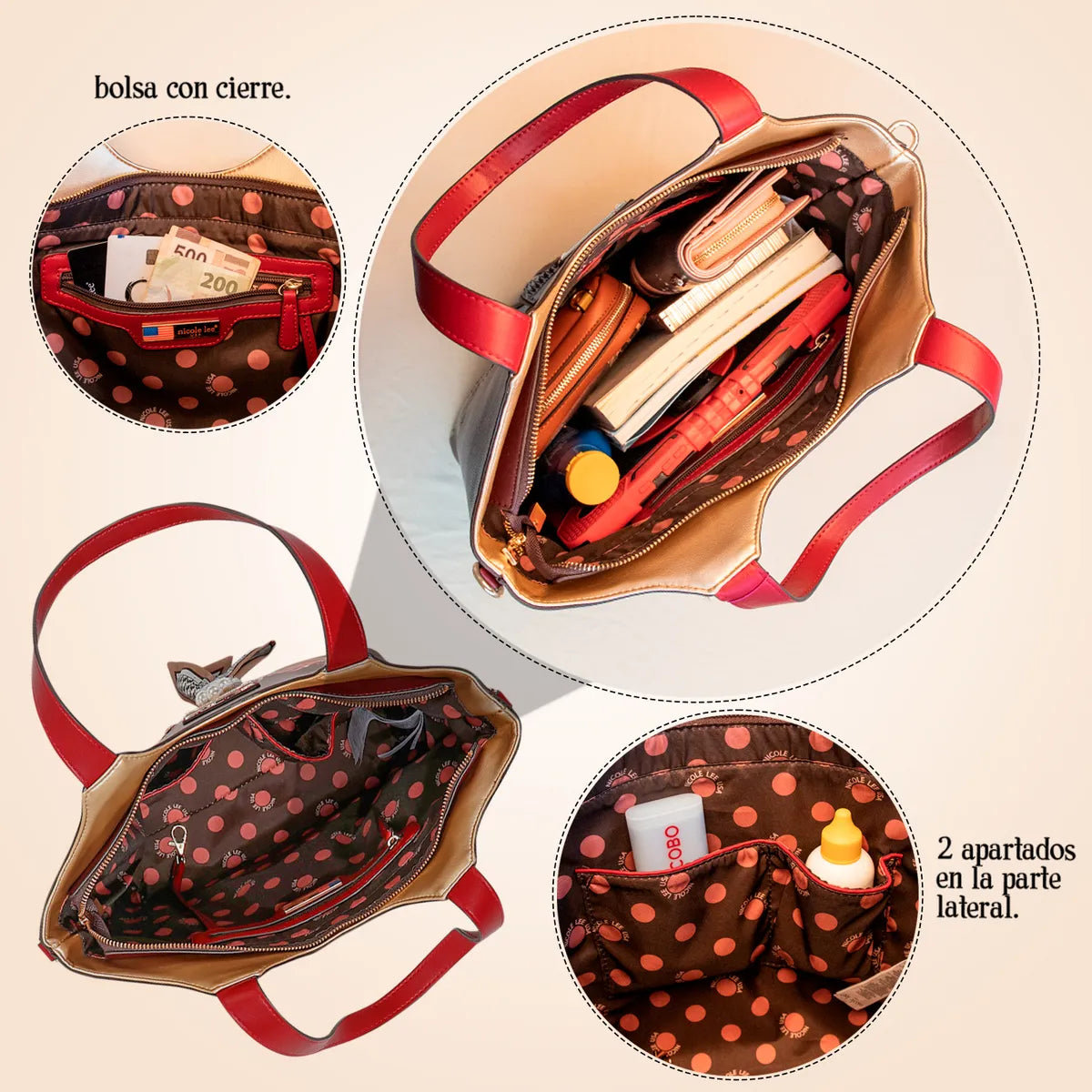 Bolsa Tote Con Bolsillo Nicole Lee Pedreria Blind Date