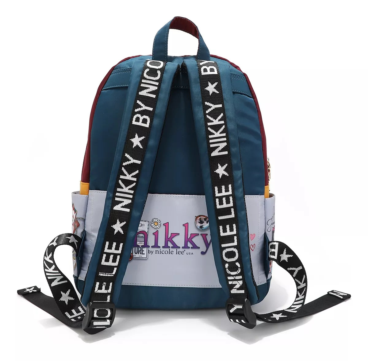Mochila Grande De Nylon Con Solapa Y Bolsas Laterales Nikky World Nikky By Nicole Lee Ss24