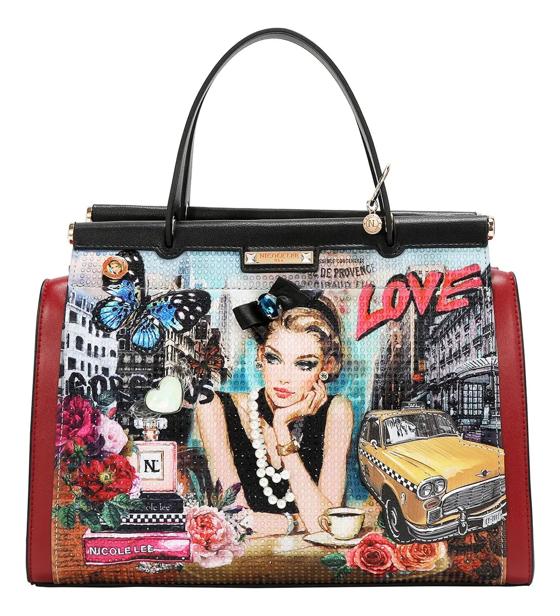 Bolsa Cuadrada Nicole Lee Print Sabina Imagines Ss26 Negro