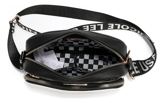 Crossbody Con Doble Compartimento Trio Nikky By Nicole Lee - Trio - Estampado - Oro - Negro