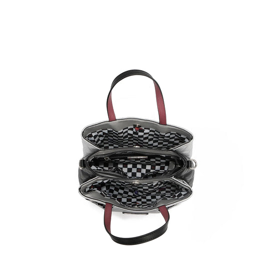 BOLSA CUADRADA ESTAMPADA CON TRIPLE COMPARTIMENTO URBAN COFFEE DREAM