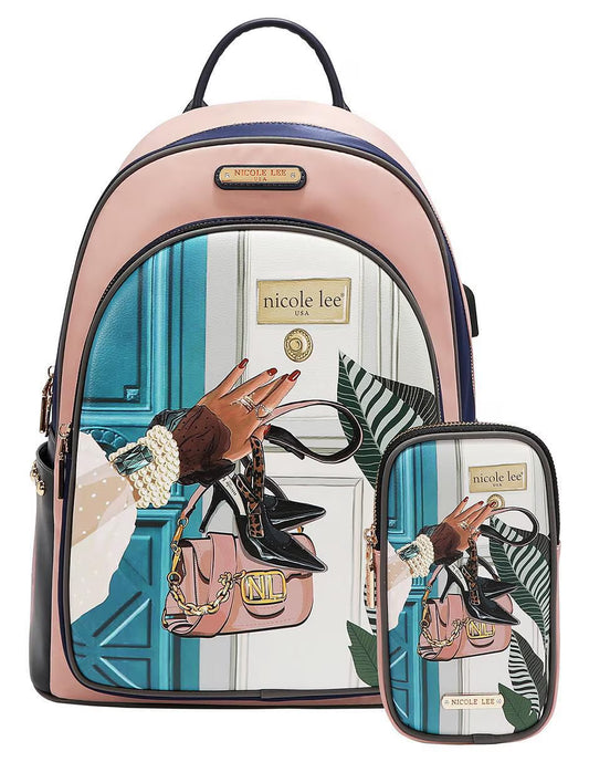 Mochila Nicole Lee Nylon Con Bolsita Emotion Ss26