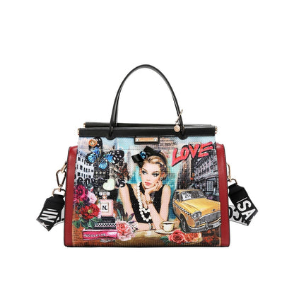 Bolsa Cuadrada Nicole Lee Print Sabina Imagines Ss26 Negro