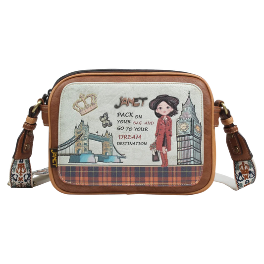 Crossbody London Journey Janet Bear J009 Bolso Cruzado con Estampado Londinense