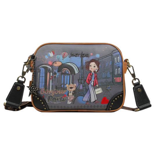 Crossbody Multicompartimiento Paris Dream Janet Bear J009a Bolso Cruzado con Múltiples Bolsillos
