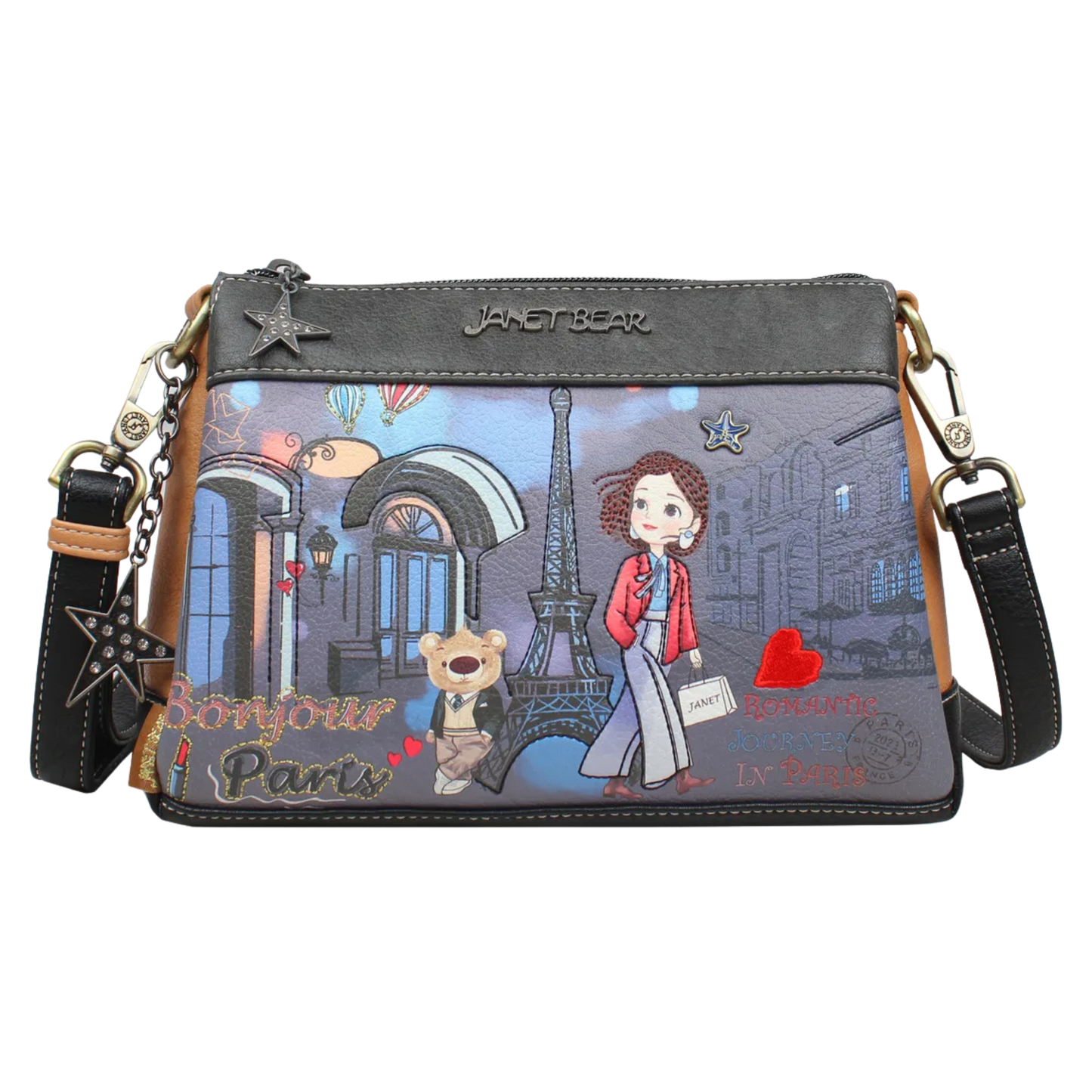 Bolso Satchel Paris Dream Janet Bear J094 Elegante con Estampado Parisino