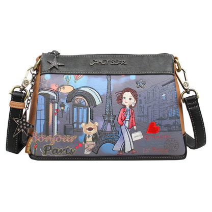 Bolso Satchel Paris Dream Janet Bear J094 Elegante con Estampado Parisino