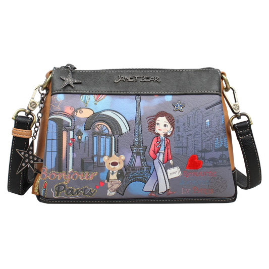 Bolso Satchel Paris Dream Janet Bear J094 Elegante con Estampado Parisino