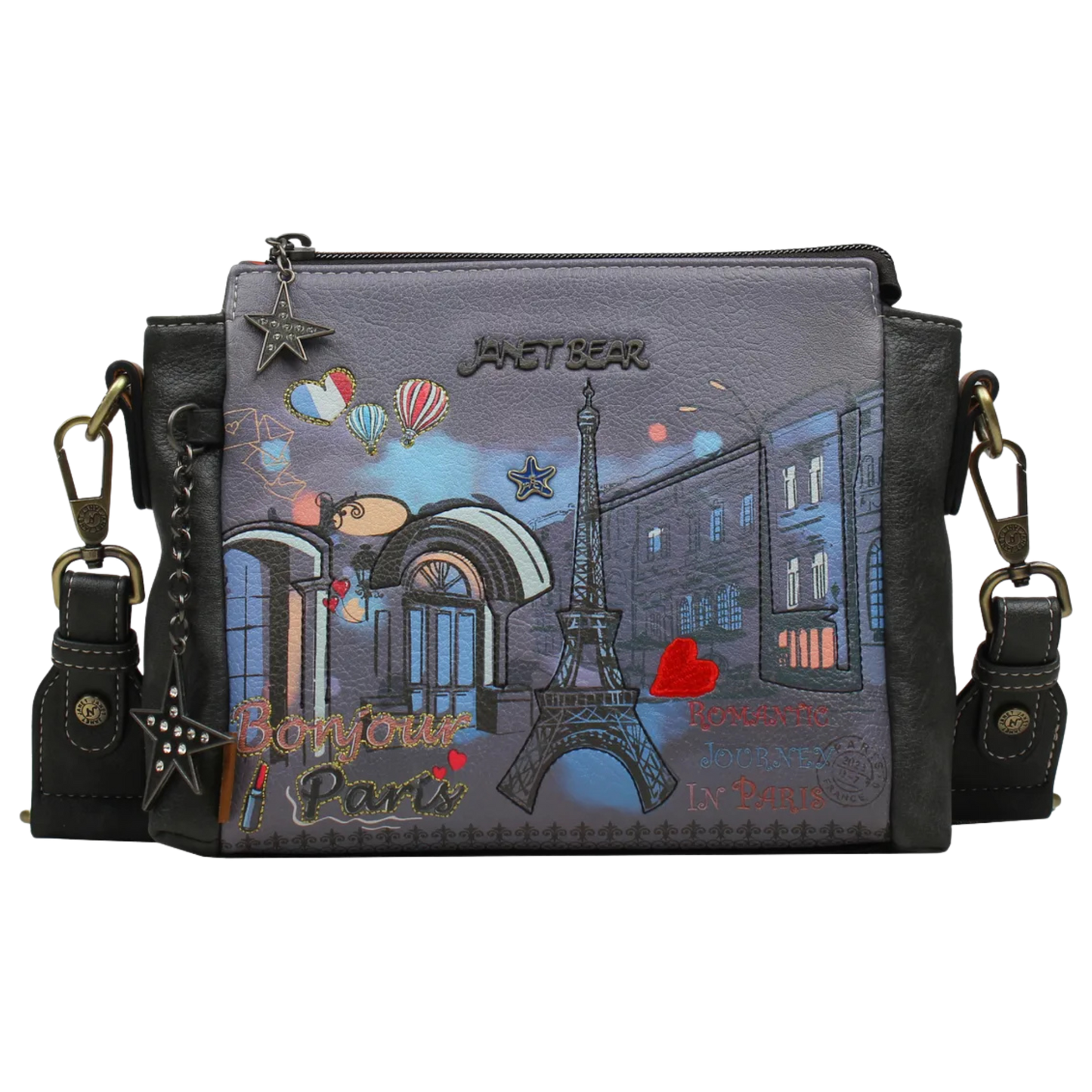 Crossbody Paris Dream Janet Bear J053 Bolso Cruzado Estampado Parisino