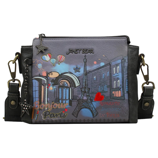 Crossbody Paris Dream Janet Bear J053 Bolso Cruzado Estampado Parisino