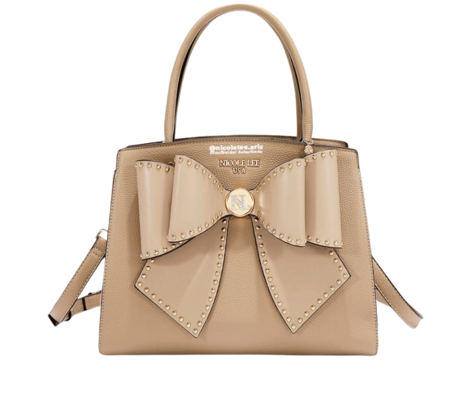 Bolso Satchel con moño taupe nicole lee