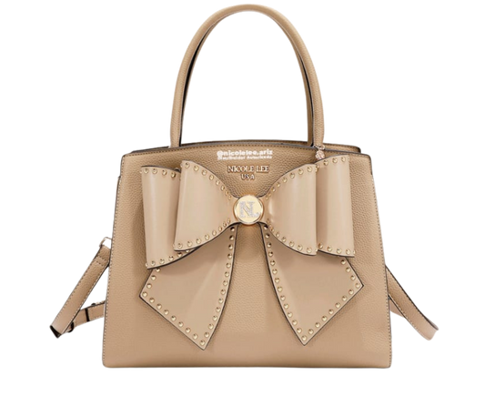 Bolso Satchel con moño taupe nicole lee