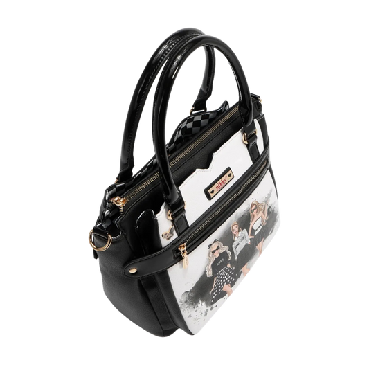 Bolsa Satchel Trio Nikky Nicole Lee Cuero Vegano Premium Color Negro Elegante NK12900