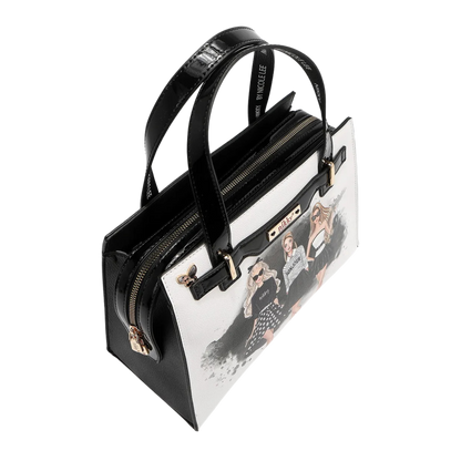 Bolsa Cuadrada Trio Nikky By Nicole Lee Estampado Oro Negro Cuero Vegano Modelo NK12905-TRIO