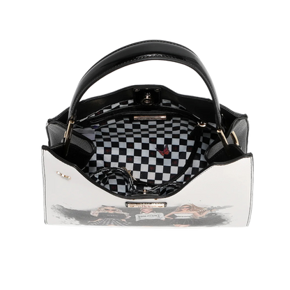 Set de 2 Piezas Bolsa con Correa y Cosmetiquera Trio Nikky By Nicole Lee Estampado Oro Negro Modelo NK12902-TRIO