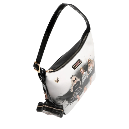 Bolsa Hobo Con Monedero Trio Nikky By Nicole Lee Cuero Vegano Estampado Oro Negro Modelo NK12904-TRIO