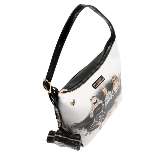 Bolsa Hobo Con Monedero Trio Nikky By Nicole Lee Cuero Vegano Estampado Oro Negro Modelo NK12904-TRIO