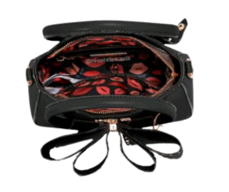 Bolso Satchel con moño negro chico nicole lee