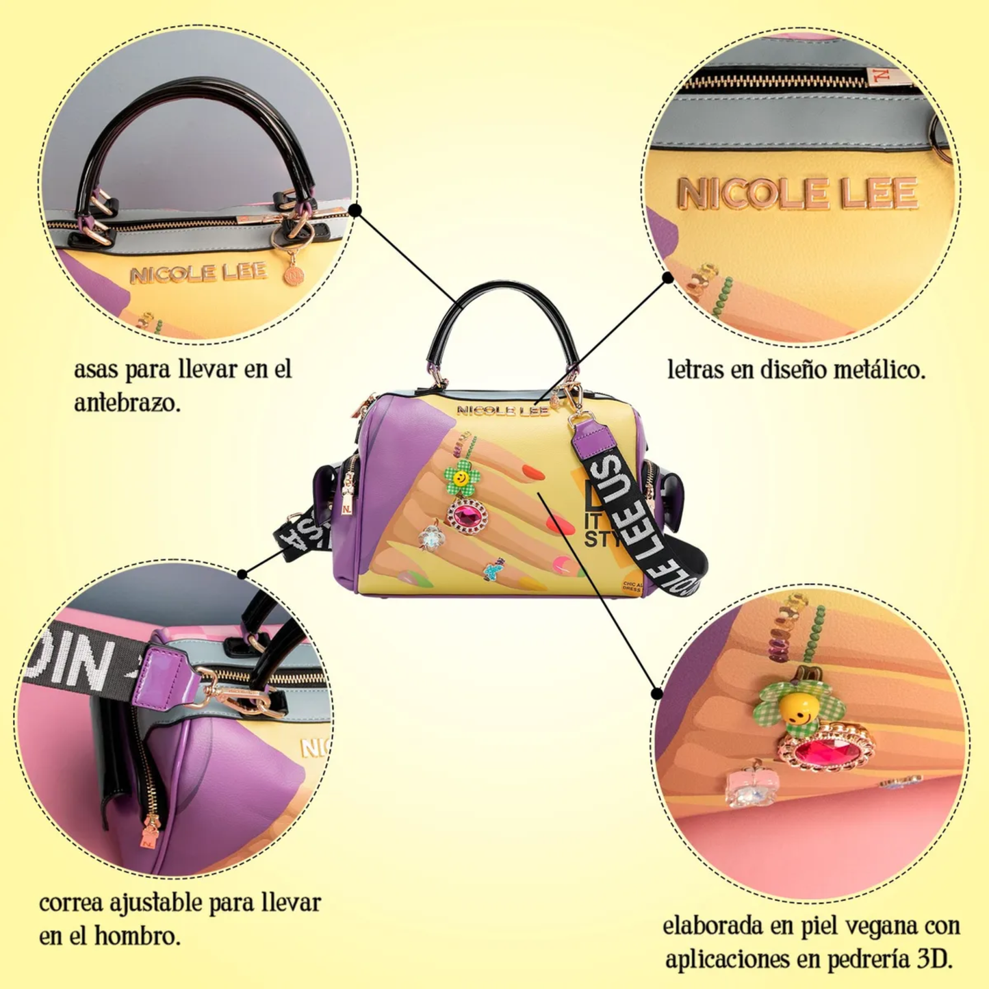 Bolsa Boston Colección Nail Polish de Nicole Lee