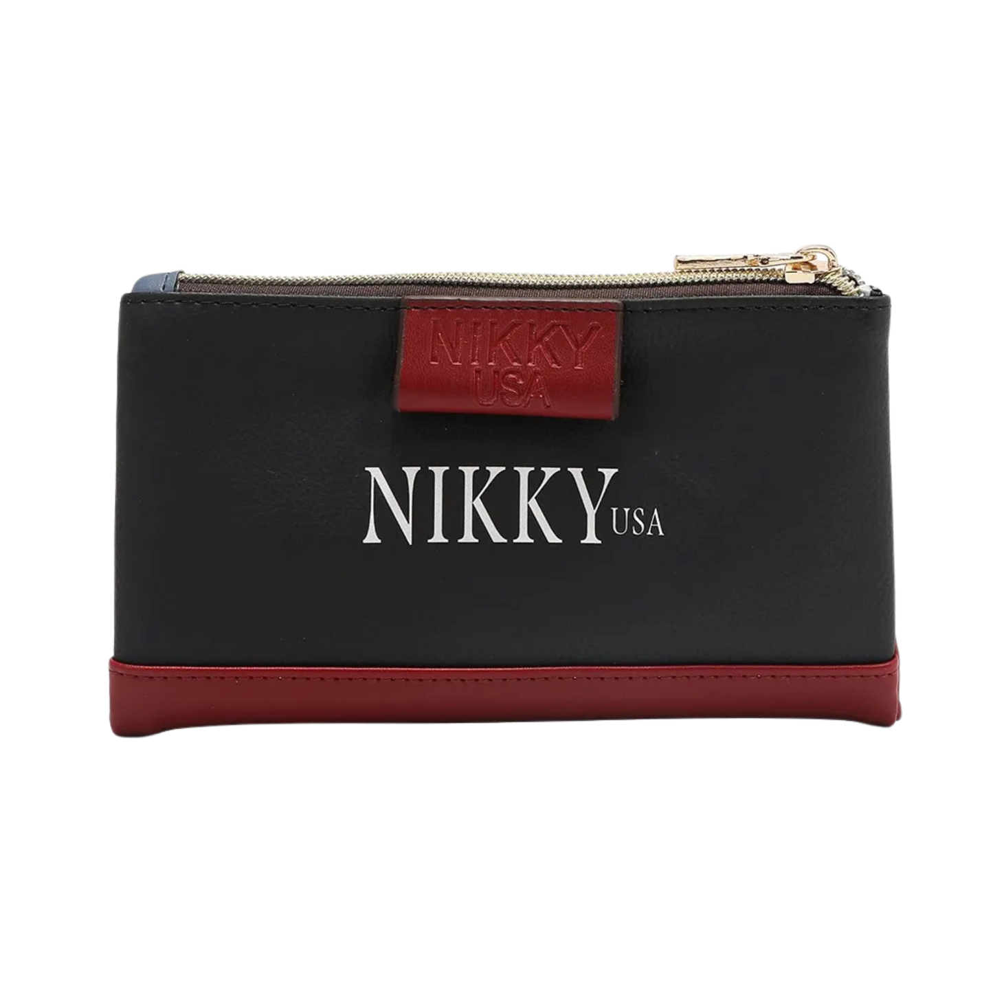 Cartera con Compartimento Trio Nikky By Nicole Lee Estampado Oro Negro Cuero Vegano Modelo NK22520-TRIO