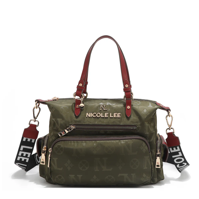 Bolsa Satchel De Nicole Lee De Nylon Ss25 Acabado de los herrajes Níquel Color Verde
