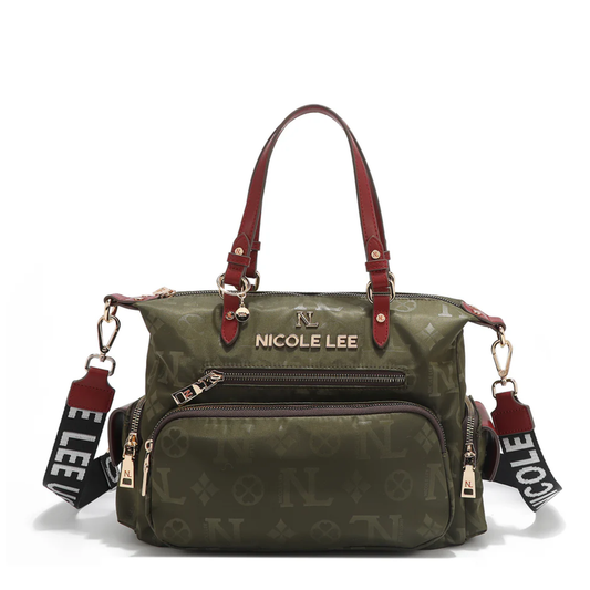 Bolsa Satchel De Nicole Lee De Nylon Ss25 Acabado de los herrajes Níquel Color Verde
