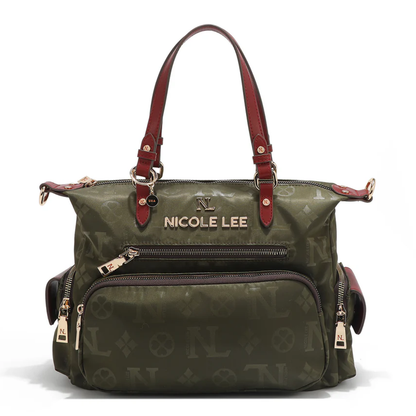 Bolsa Satchel De Nicole Lee De Nylon Ss25 Acabado de los herrajes Níquel Color Verde