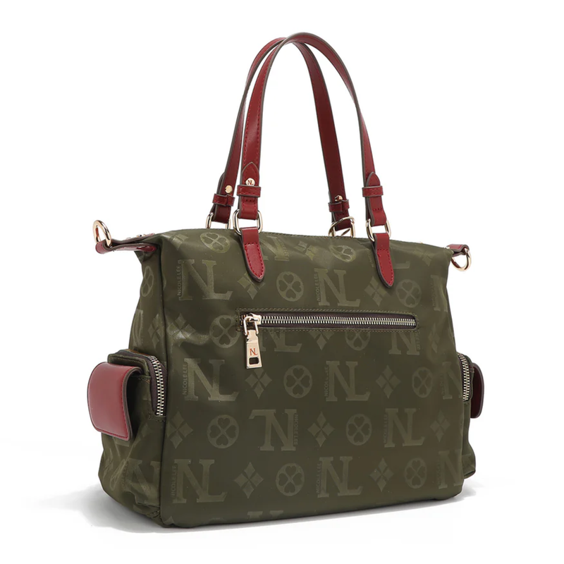 Bolsa Satchel De Nicole Lee De Nylon Ss25 Acabado de los herrajes Níquel Color Verde