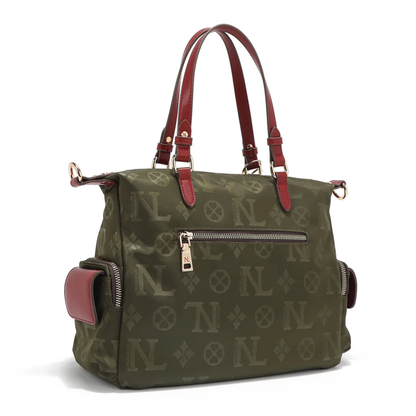 Bolsa Satchel De Nicole Lee De Nylon Ss25 Acabado de los herrajes Níquel Color Verde
