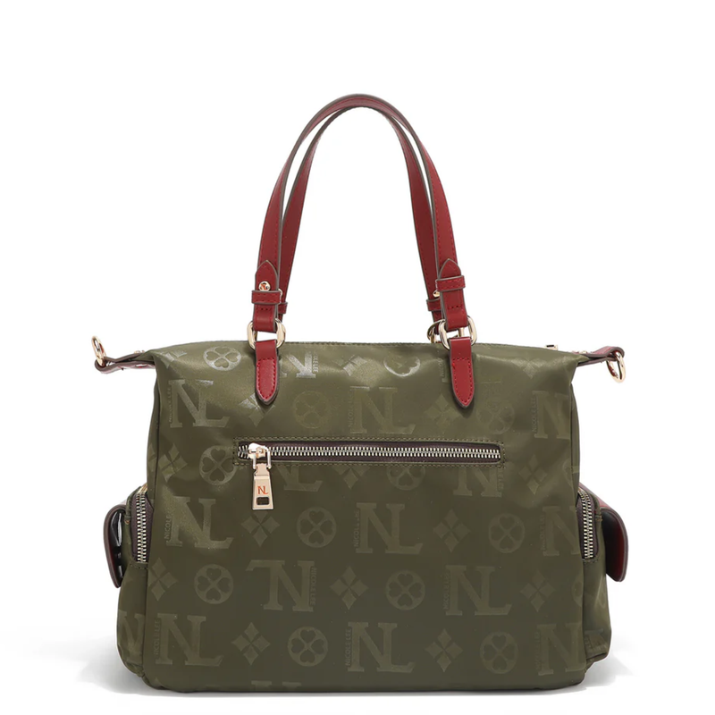 Bolsa Satchel De Nicole Lee De Nylon Ss25 Acabado de los herrajes Níquel Color Verde