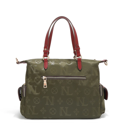 Bolsa Satchel De Nicole Lee De Nylon Ss25 Acabado de los herrajes Níquel Color Verde