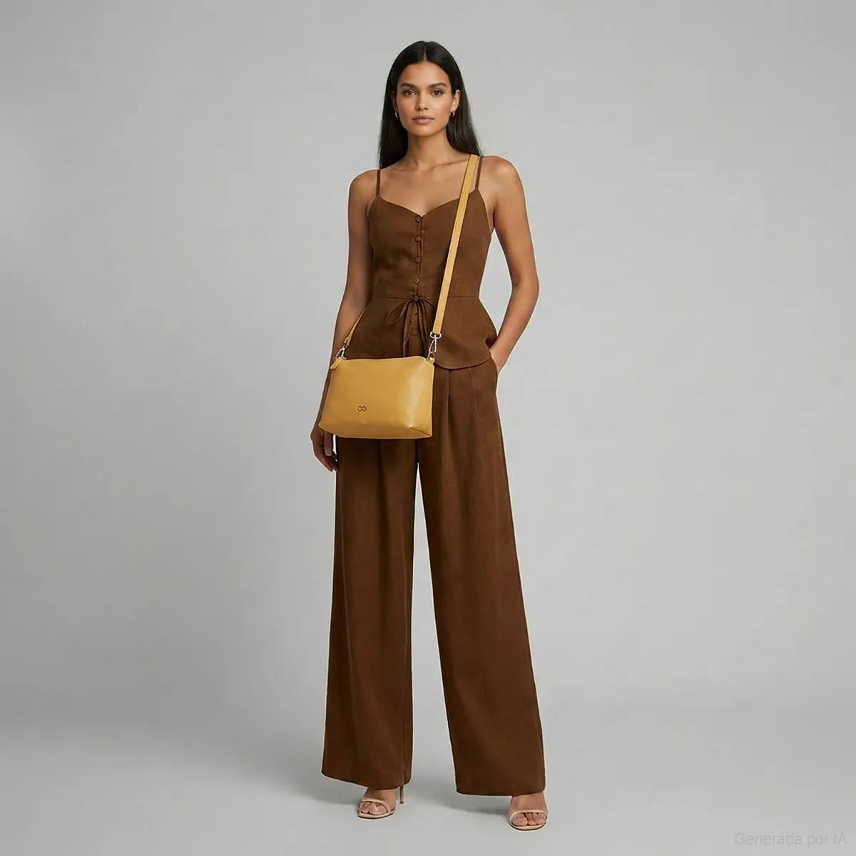 Bolsa Tote Chica Con Pouch Color Camel