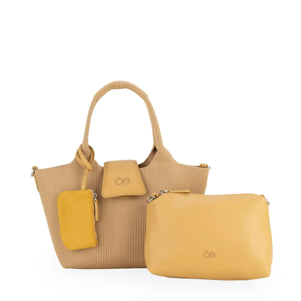 Bolsa Tote Chica Con Pouch Color Camel