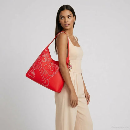 Bolsa Hobo Grande Oe X Rosita Fresita Color Rojo