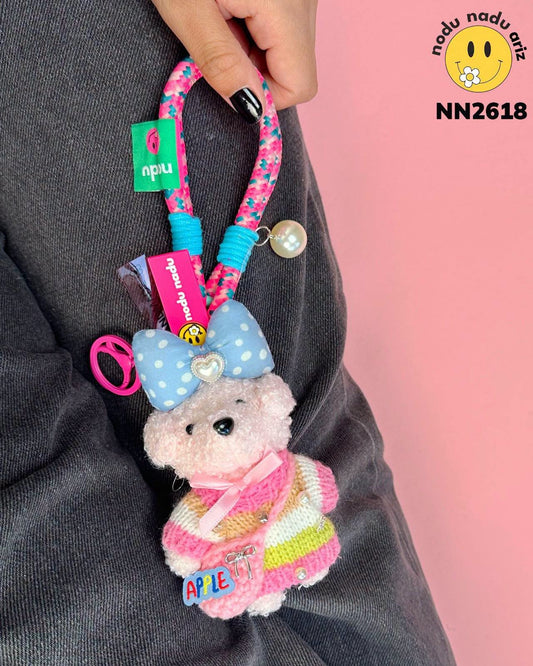 NN2618 Charms perrita rosa moño celeste