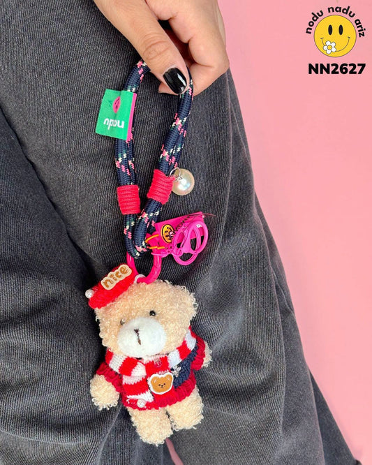 NN2627 Charms osito con bufanda de rayas