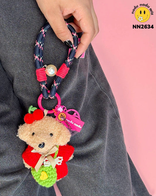 NN2634 Charms Perrita vestido rojo bolsa tejida verde