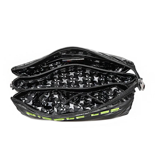 BOLSO CRUZADO CON CREMALLERA ACOLCHADO (NEGRO) de Nicole Lee