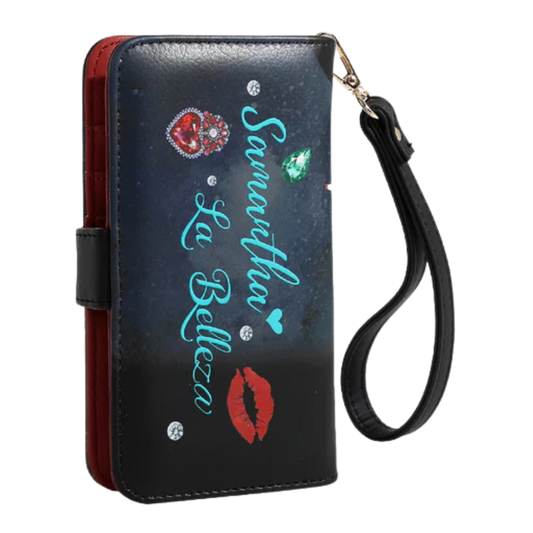 Porta Celular HP6617 Samantha la Belleza con Muñequera | Estilo Elegante en Piel Vegana Nicole Lee