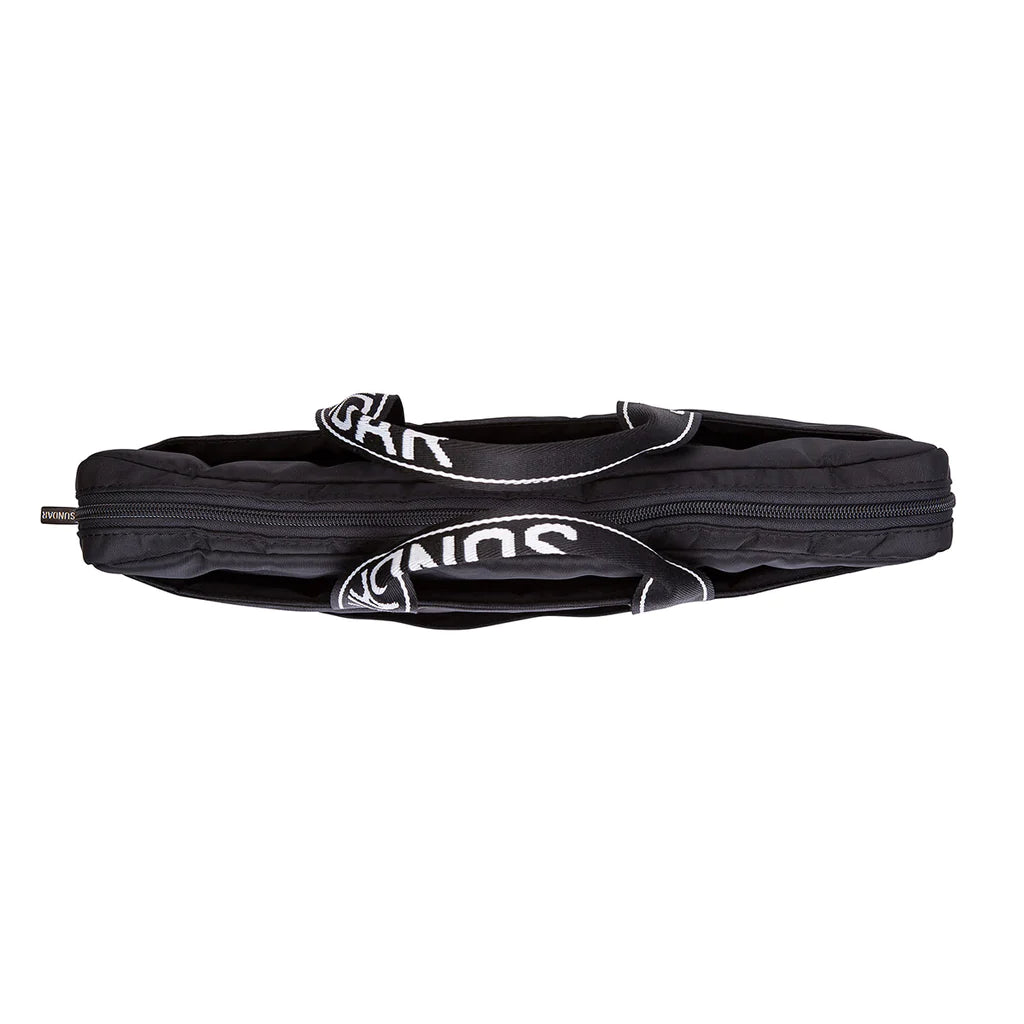 BOLSA LAPTOP NEGRA GRANDE CON ASA RIBBON NEGRA CON BLANCO (15 PULGADAS)