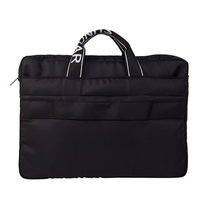 BOLSA LAPTOP NEGRA GRANDE CON ASA RIBBON NEGRA CON BLANCO (15 PULGADAS)