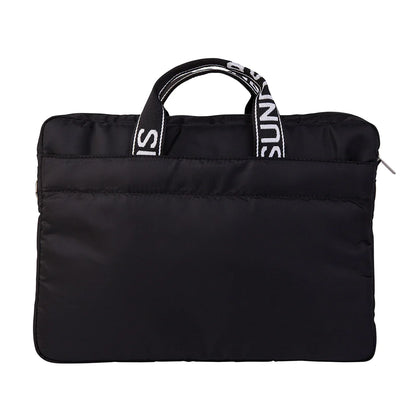BOLSA LAPTOP NEGRA GRANDE CON ASA RIBBON NEGRA CON BLANCO (15 PULGADAS)
