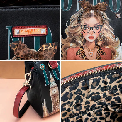 Bolsa Mini Tote Nicole Lee Estampado London Eye Fw26 Negro