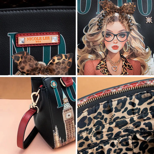 Bolsa Mini Tote Nicole Lee Estampado London Eye Fw26 Negro