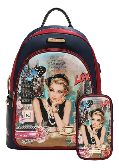 Mochila De Nylon Nicole Lee Con Bolsita Sabina Ss26