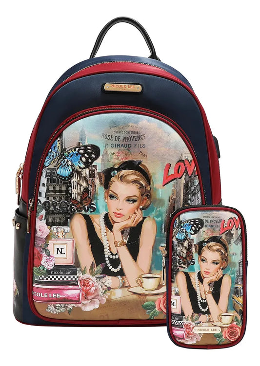 Mochila De Nylon Nicole Lee Con Bolsita Sabina Ss26