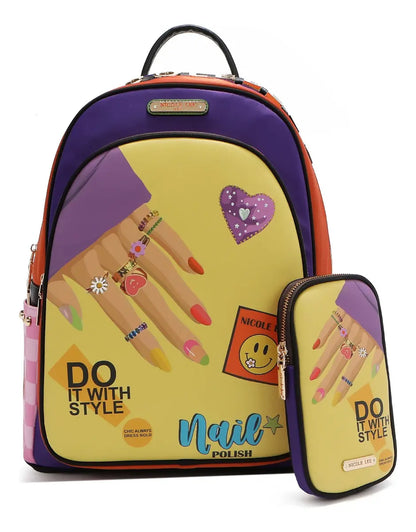 Mochila Nicole Lee Nylon Bolsa Extra Print Nail Polish Ss25