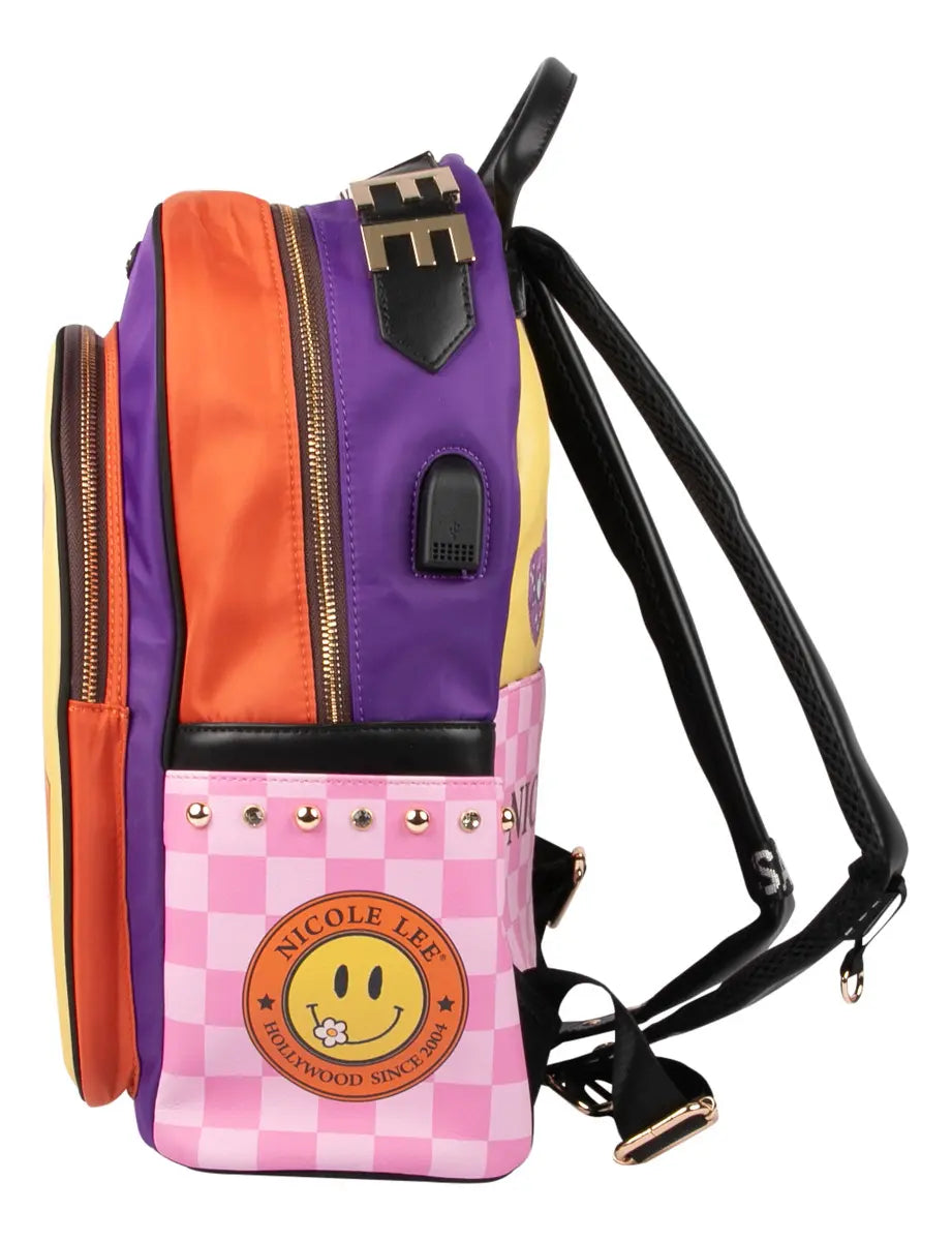 Mochila Nicole Lee Nylon Bolsa Extra Print Nail Polish Ss25